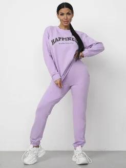 Спортивный костюм без начеса с принтом